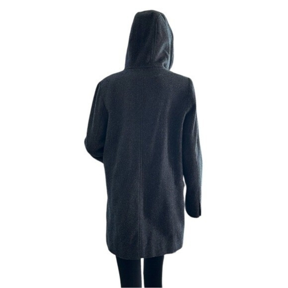 JASON KOLE Women's Charcoal Grey Wool Coat Size M Hooded Button Front Lined VG - Picture 8 of 9